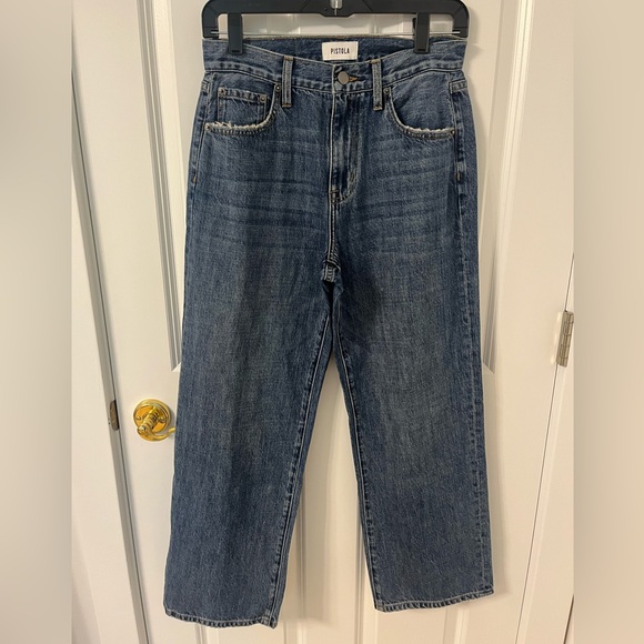 Pistola Denim NWT Bobbie High Rise Wide Leg Ankle Crop in Medium Wash - Picture 4 of 7